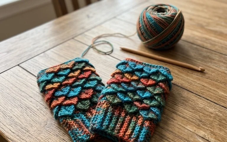 Dragon Scale Fingerless Mitts: Free Crochet Pattern